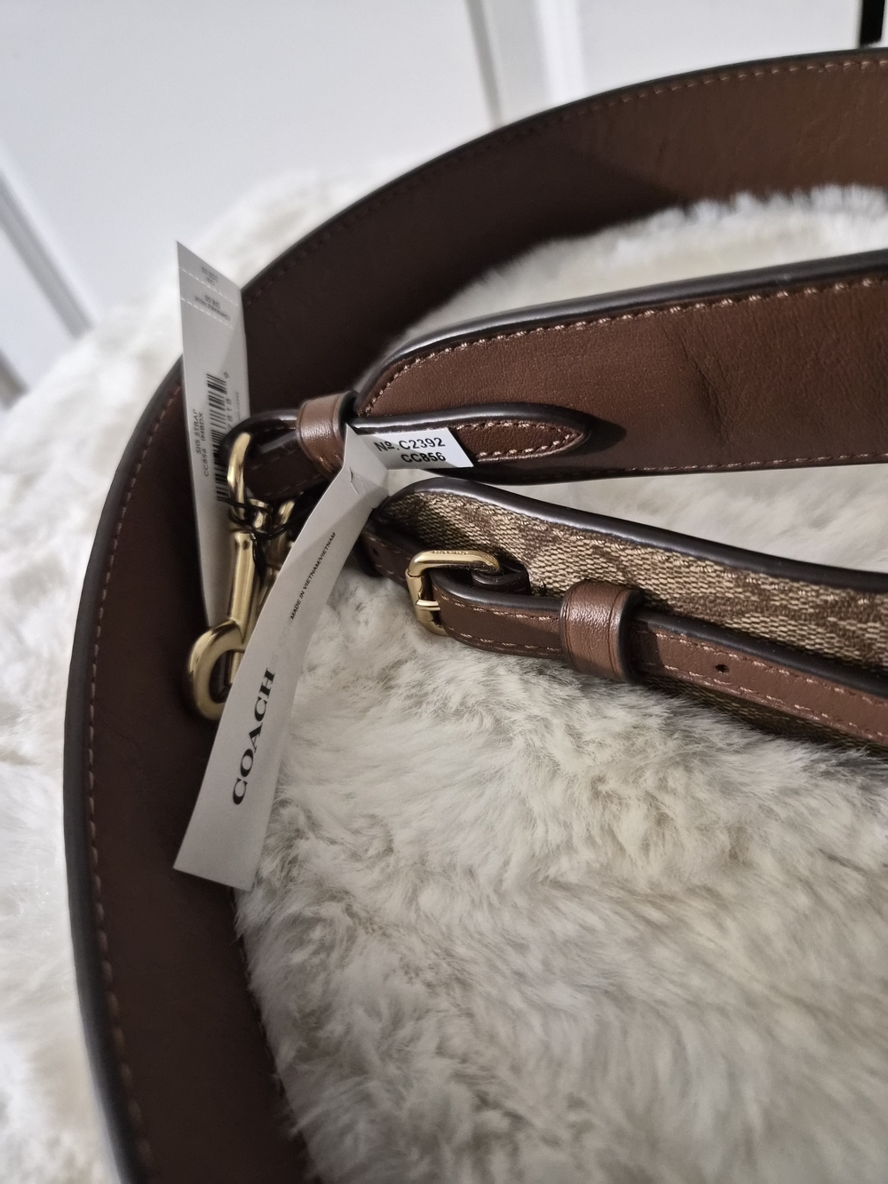 COACH Brown Signature Canvas Bag Strap - Picture 8 of 9